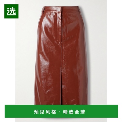 1h可退 香港直邮TIBI 女士 亮面中长半身裙 F125FP5362 brown棕色