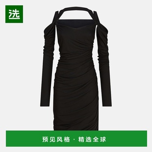 crêpe 1h可退 女士 Attico 黑色粘胶纤维中长连衣裙 香港直邮The