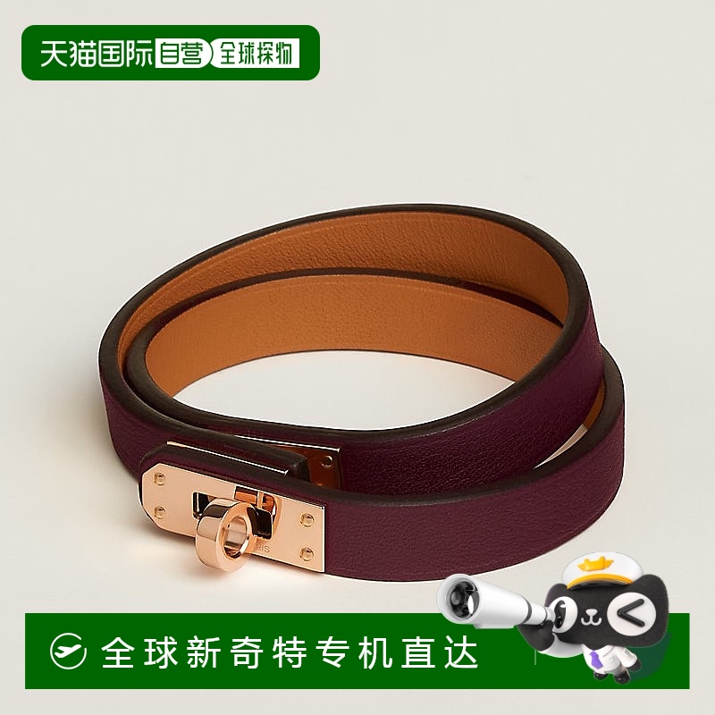 1h可退 欧洲直邮Hermes/爱马仕 女士波尔多红小牛皮Mini Kelly双