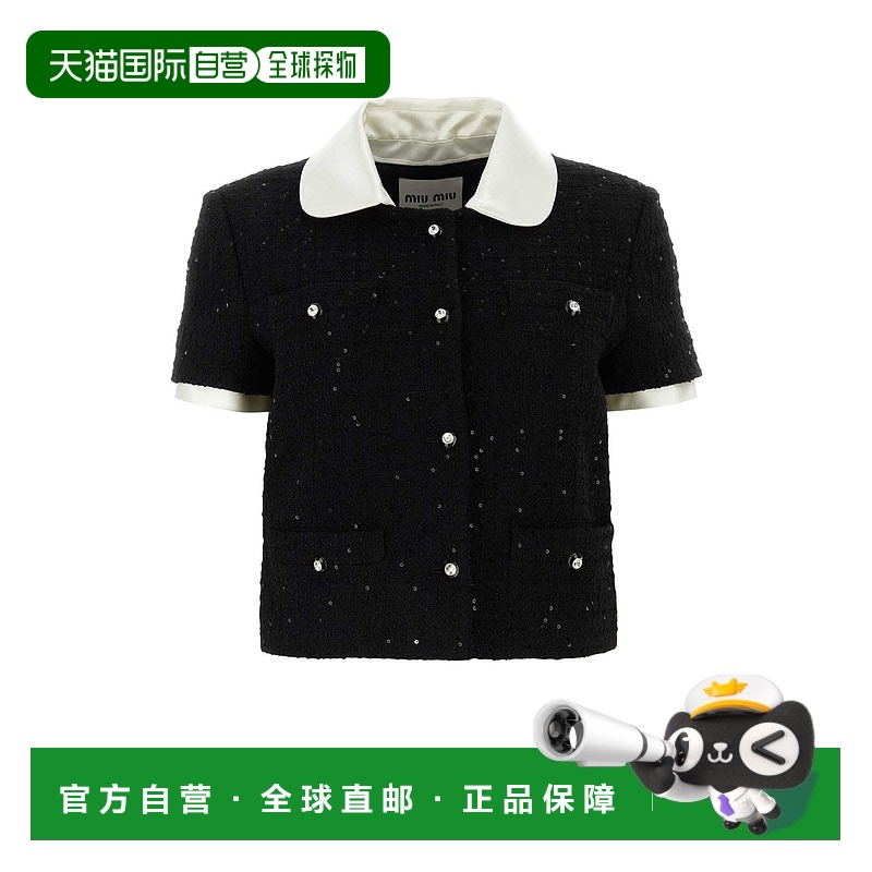 1h可退 香港直邮Miu Miu 缪缪 女士 短袖紐扣開襟衫 MH1902SOOO13