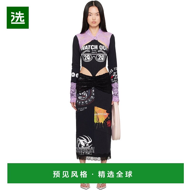 1h可退 香港直邮Marine Serre 女士 黑色 Regenerated T-Shirts &