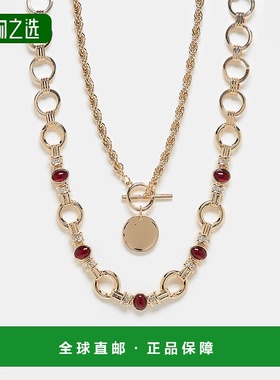 香港直邮ASOS 女士 multi-pack chains and details 设计粗框酒红