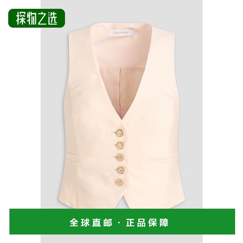 香港直邮ZIMMERMANN 女士 羊毛真丝混纺背心 9375JS241MACADAMIA