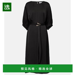 1h可退 香港直邮Velvet 女士 Laurel 缎面中长连衣裙 black黑色