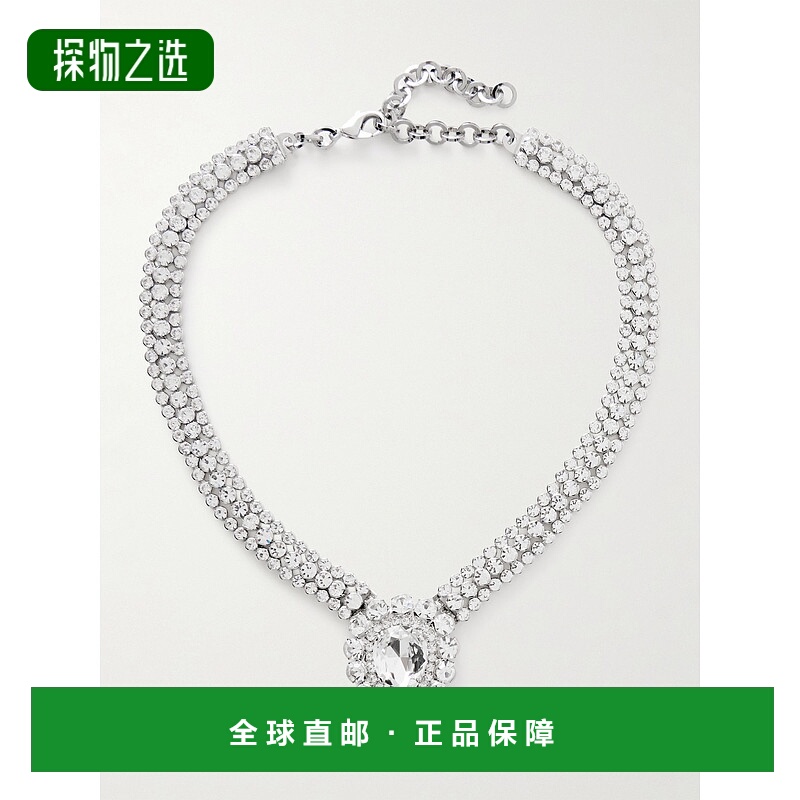 香港直邮ALESSANDRA RICH 亚历山德拉.瑞秋 女士 镀银水晶项链 FA
