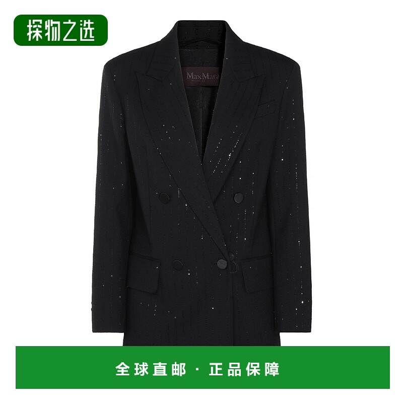香港直邮MaxMara 麦斯玛拉 女士 APPIA 黑色羊毛西装外套 2521046