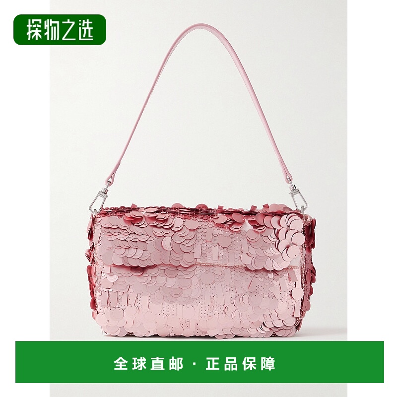 香港直邮Staud 女士 Timmy 皮革饰边亮珠片绸缎肩包 H25F6006APCH