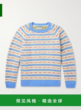 1h可退 香港直邮Bode 男士 Wedgewood 嵌花针织羊毛毛衣 MRF25KT0