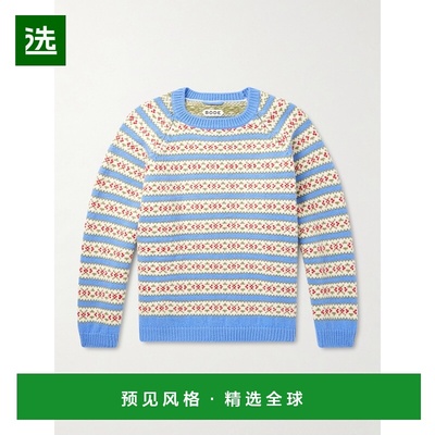 1h可退 香港直邮Bode 男士 Wedgewood 嵌花针织羊毛毛衣 MRF25KT0