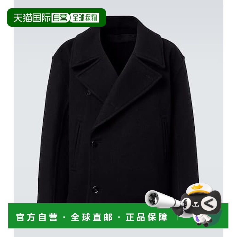 1h可退 香港直邮Lemaire 男士 羊毛双排扣大衣 black黑色 舒适时