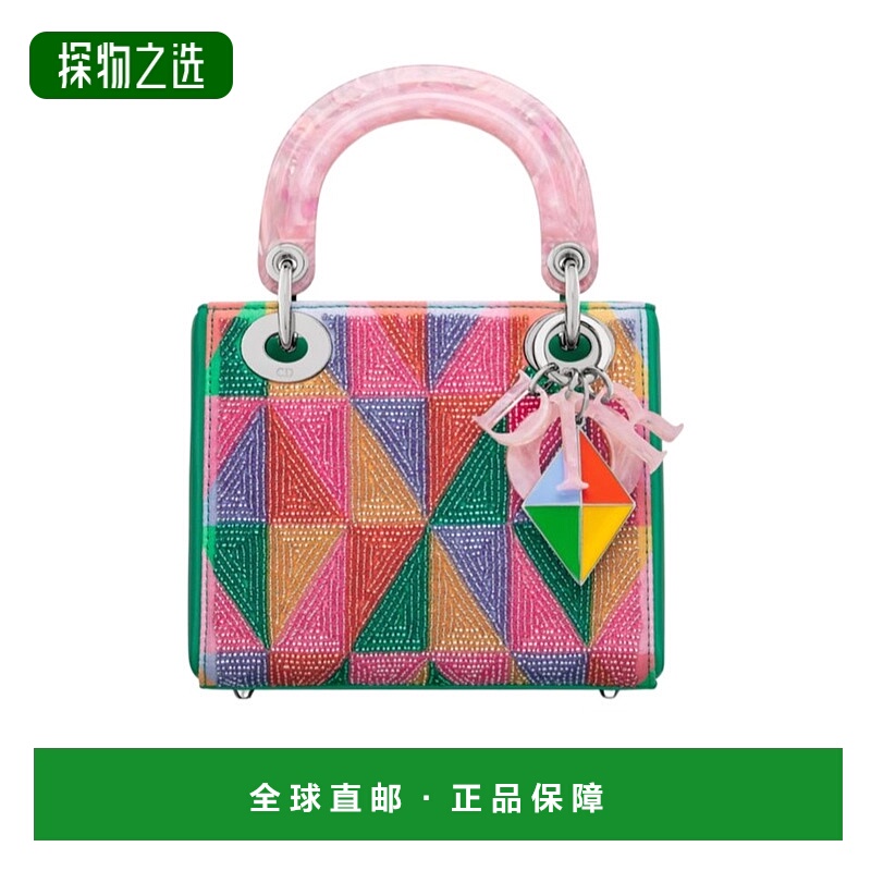 香港直邮Dior 迷你Lady Dior刺绣手提包 M0500PQCIX