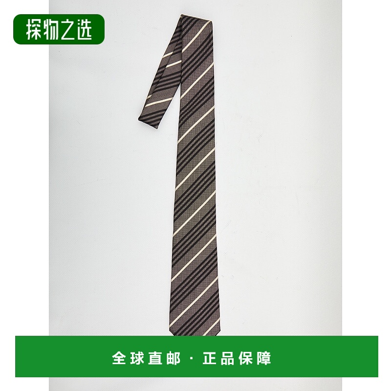 1h可退 香港直邮Saint Laurent 圣罗兰 男士 條紋寬領帶 8250413Y