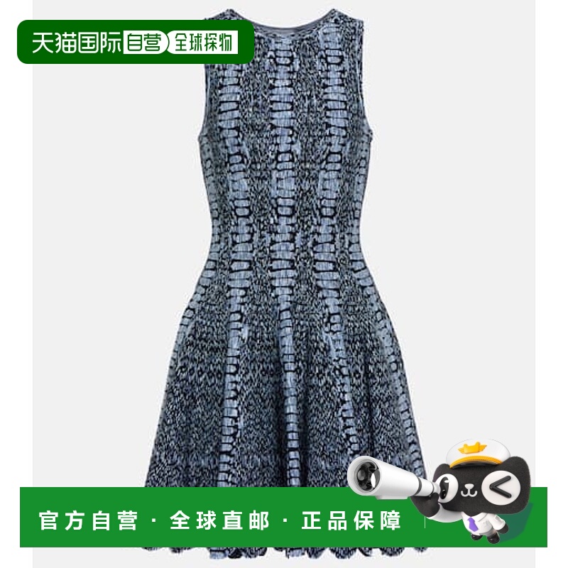 1h可退 香港直邮Alaïa 女士 提花迷你连衣裙 blue蓝色 舒适时尚
