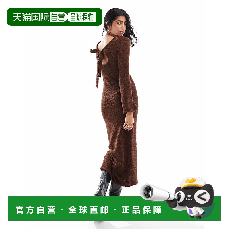 1h可退 香港直邮ASOS 女士 angel 设计超柔软毛茸茸袖后绑带巧克