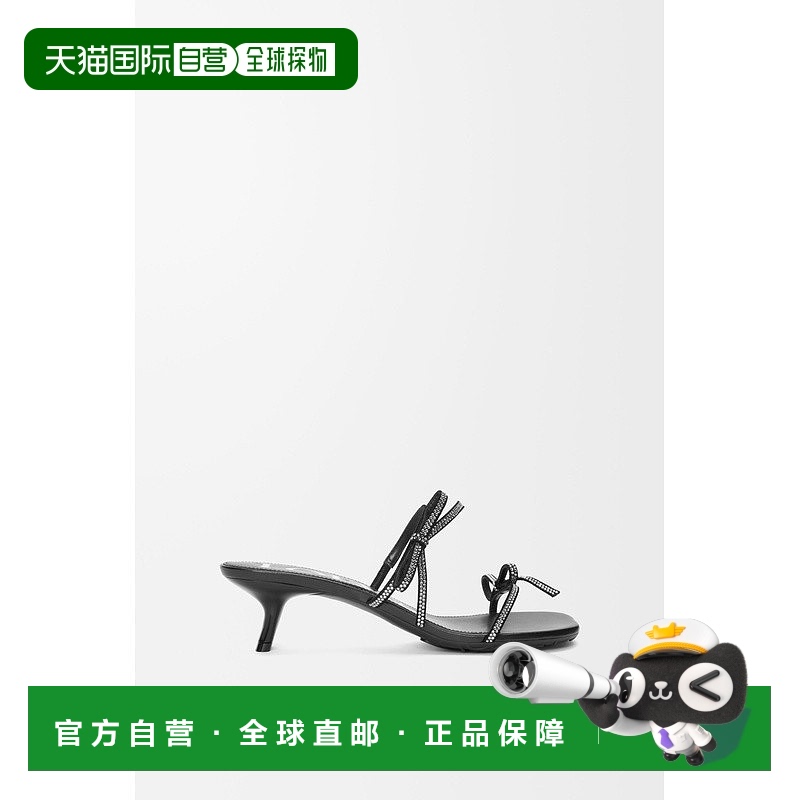 自营1h可退 欧洲直邮LOEWE/罗意威 女士黑色皮革/水钻凉鞋