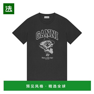 1h可退 香港直邮GANNI 甘尼 女士 短袖T恤 T4138 black黑色新款