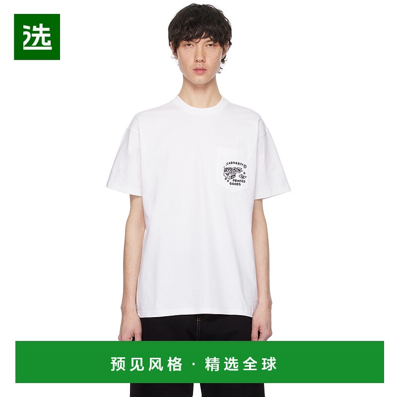 1h可退 香港直邮CARHARTT WIP 男士 白色 Fragments Pocket T 恤