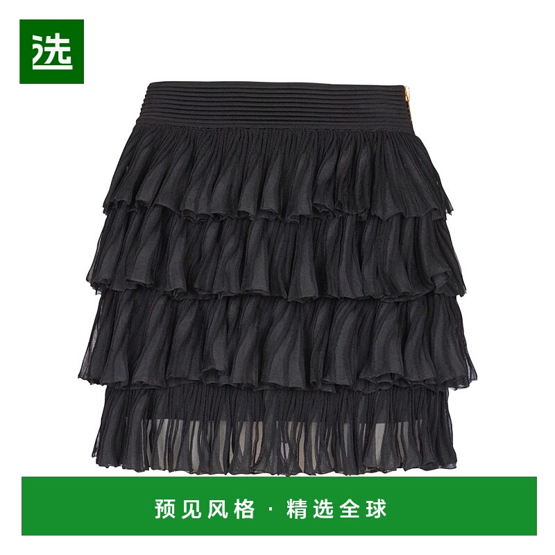 香港直邮Balmain 荷叶边针织短裙 FF1LBA90KI54