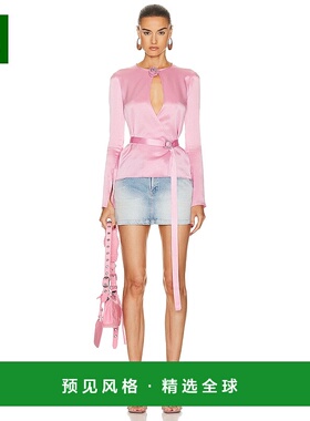 1h可退 香港直邮Blumarine 蓝色情人 女士 锁孔长袖上衣 A322C240