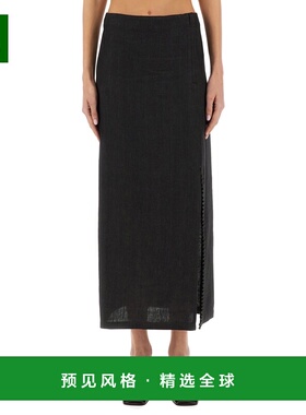 1h可退 香港直邮Alysi 女士 亚麻开叉半身裙 105013P5242CB