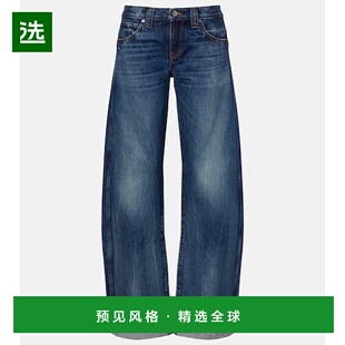 1h可退 香港直邮KHAITE 女士 Karo barrel-leg 牛仔裤 blue蓝色