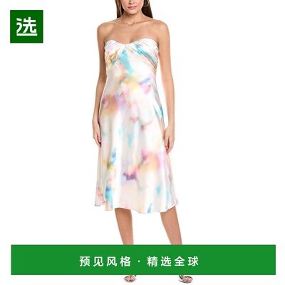 1h可退 【美国直邮】ML Monique Lhuillier Annika 缎面中长连衣