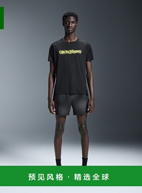 欧洲直邮On昂跑Lumos系列男士黑色再生聚酯反光印花设计短袖T
