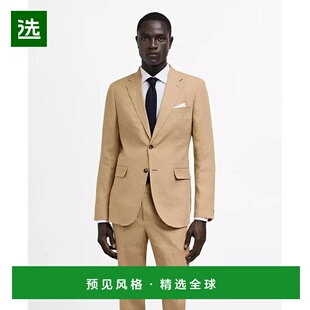 1h可退 【美国直邮】MANGO 男士亚麻修身西装外套 男装 毛呢大衣