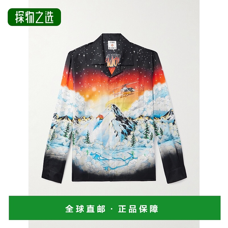 香港直邮Casablanca 男士 可拆卸领印花斜纹丝绸衬衫 MAW25SH0060