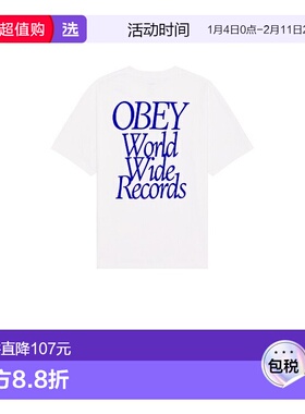 1h可退 香港直邮Obey 男士 Worldwide Records T恤 167924131