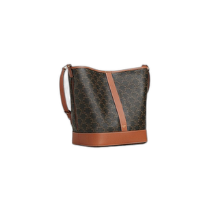 欧洲直邮Celine赛琳女士印花桶包红褐色轻奢个性通勤实用设计中号