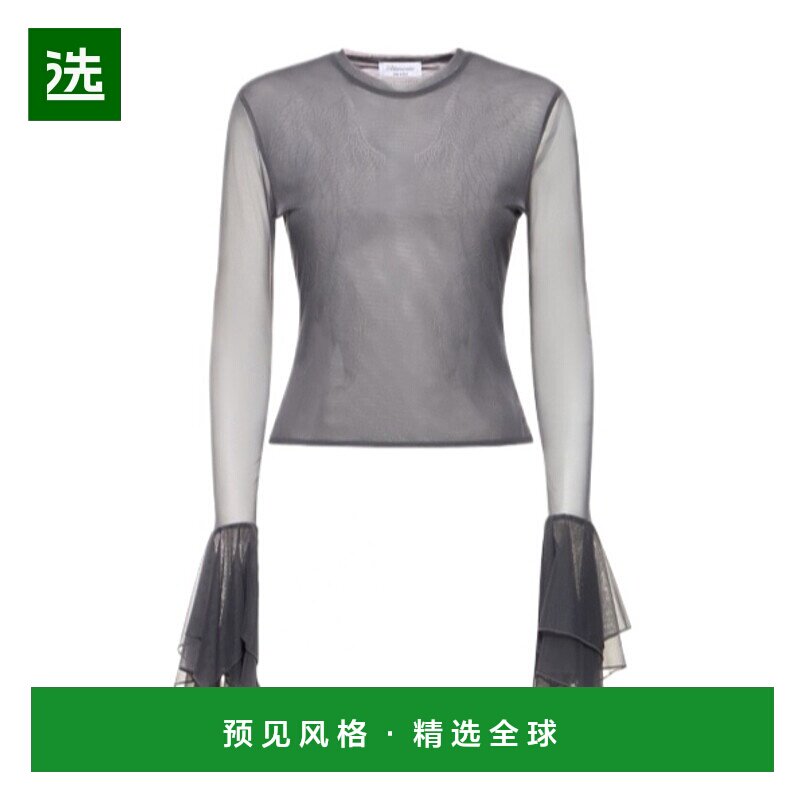 香港直邮Blumarine 荷叶边长袖T恤 78I-P0D125