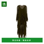 香港直邮ZIMMERMANN 女士 Memento 1h可退 军绿绉纱连衣裙 6073DF