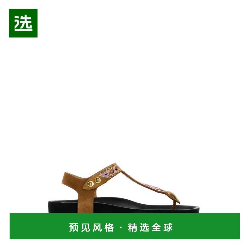香港直邮Isabel Marant 伊莎贝尔·玛兰 女士 刺绣铆钉平底凉鞋 S,女鞋,时装凉鞋,淘宝优惠券,粉丝福利购,淘宝优惠卷