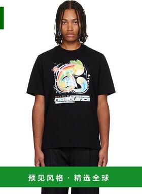 1h可退 香港直邮Casablanca 男士 黑色 Manga Tennis Ball T 恤 M