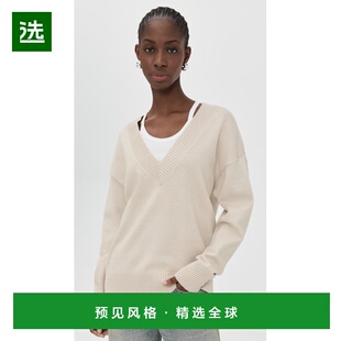 1h可退 香港直邮GOOD AMERICAN 女士 深V领针织毛衣  舒适时尚