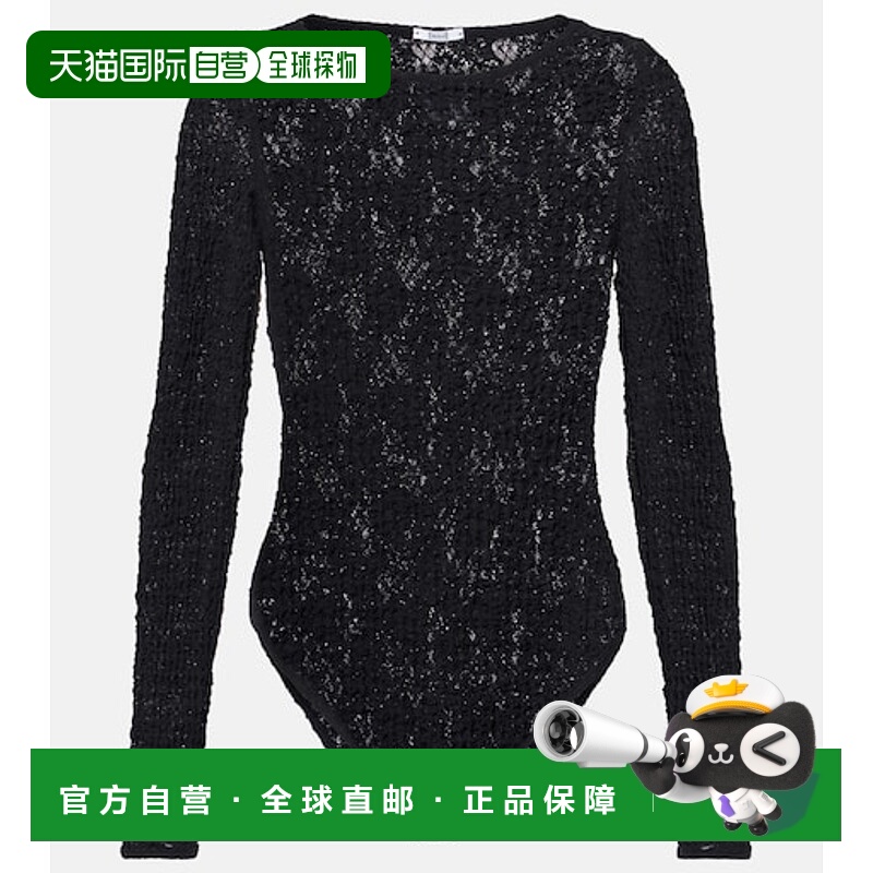 1h可退 香港直邮Wolford 女士 结构感蕾丝连体衣 black黑色 舒适