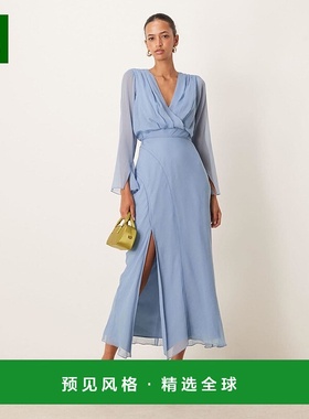 1h可退 香港直邮ASOS 女士 seaming details 设计前胸叠襟式蓝色(