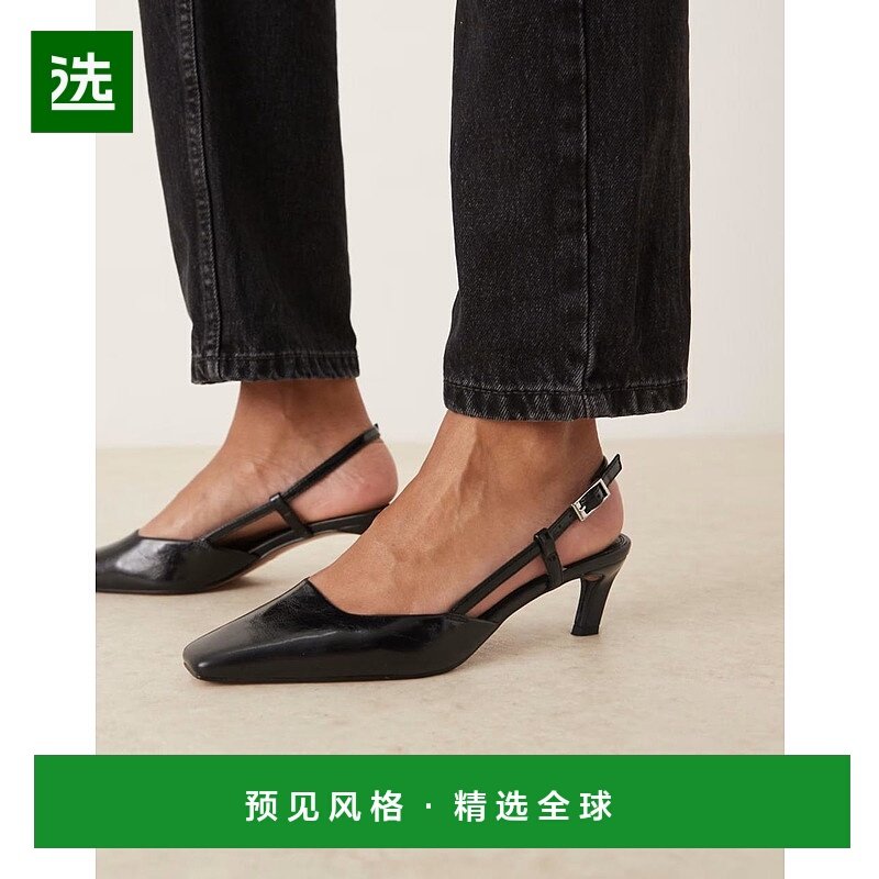 香港直邮ASOS 女士 Shadow chisel 设计鞋头露跟中跟鞋(黑色)