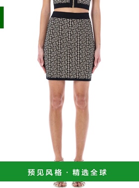 欧洲直邮BALMAIN 女士半身裙 AF1LB005KB02GFE羊毛包臀裙