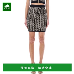 欧洲直邮BALMAIN AF1LB005KB02GFE羊毛包臀裙 女士半身裙