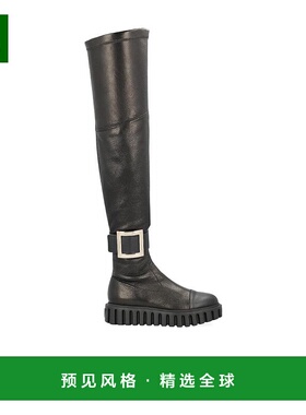 香港直邮Roger Vivier 黑色徽标厚底长筒靴 RVW64633880E4J