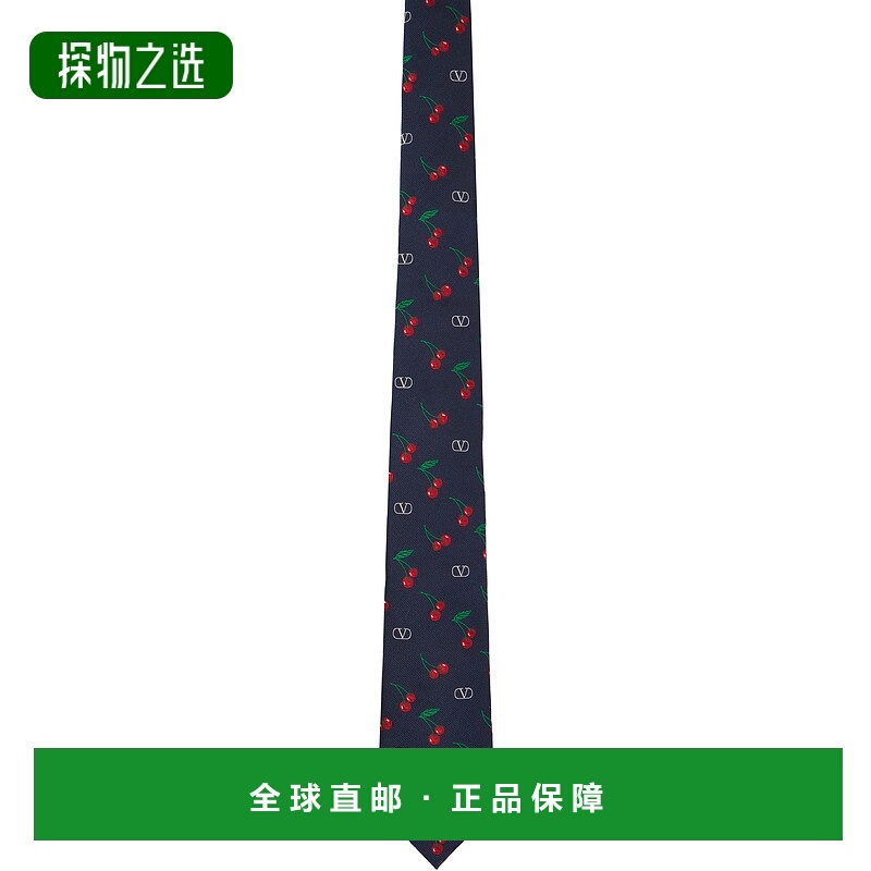 香港直邮valentino 华伦天奴 男士 海军蓝 Silk Jacquard Cherryf