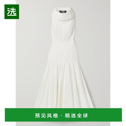 1h可退 香港直邮Jacquemus 女士 Triana 拼接褶裥棉质府绸中长连