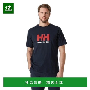 欧洲直邮Helly Hansen 男士海军蓝棉HH徽标T恤2.0海丽汉森夏