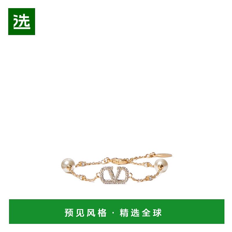 香港直邮Valentino VLogo 标志性金属珍珠水晶手链 5W2J0W73QVS