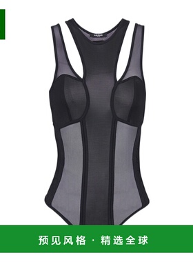 香港直邮Balmain 镂空薄纱连体衣 AF0BA185MC18性感套装吊带