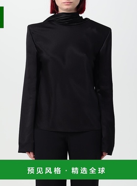 1h可退 香港直邮Saint Laurent 圣罗兰 女士 后荡领真丝罩衫 7653