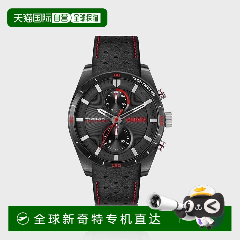 欧洲直邮HUGO BOSS雨果HUGO RED赛车运动风格手表 配有穿孔皮革表