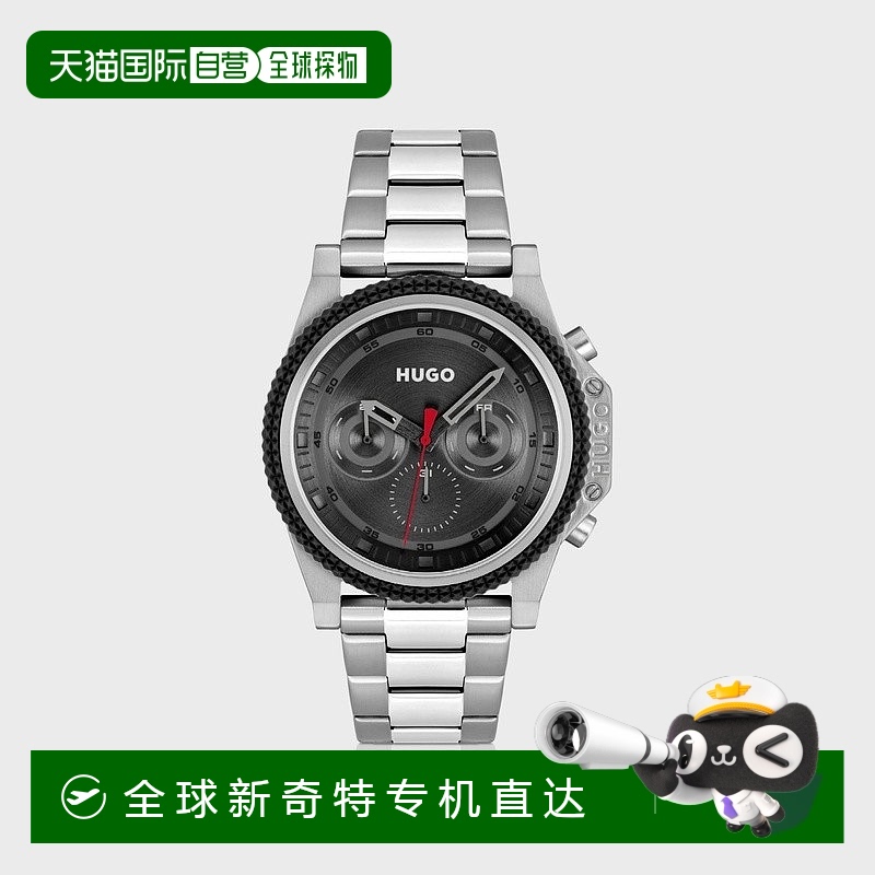 欧洲直邮HUGO BOSS雨果HUGO RED手表配有黑色表盘、硅胶表圈和链